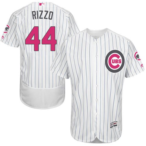 Cubs #44 Anthony Rizzo White(Blue Strip) Flexbase Authentic Collection Mother's Day Stitched MLB Jersey
